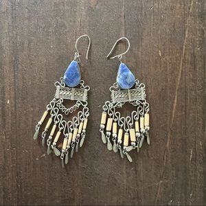Blue stone dangle earrings